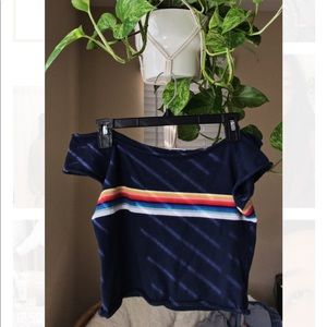 Brandy Melville Off the Shoulder Rainbow Top